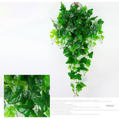 Simulation Plant Green Stalk Vine Silicone Fake Flower Pots Living Room Garden Decoration Wall Hanging Basket Decoration