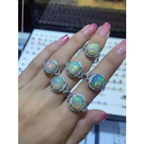 Natural Transparent opal Ring Natural gemstone Ring S925 sterling silver trendy Luxury Triangle women party gift Jewelry