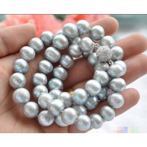 Beautiful Huge 18" 15mm ROUND GRAY Freshwater cultured PEARL NECKLACE