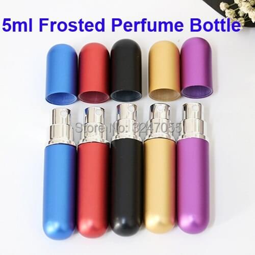 5ML Frosted Aluminum Refillable Perfume Bottle with Spray, Small Mini Empty Cosmetic Containers with Scent Atomizer for Traveler