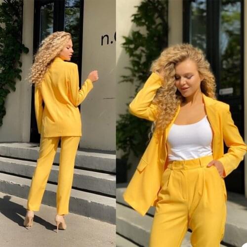 Fashion Yellow Blazer Suit Formal Mother of the Bride Suits Outfits Red Carpet Evening Party Wedding Wear(Jacket+Pants)