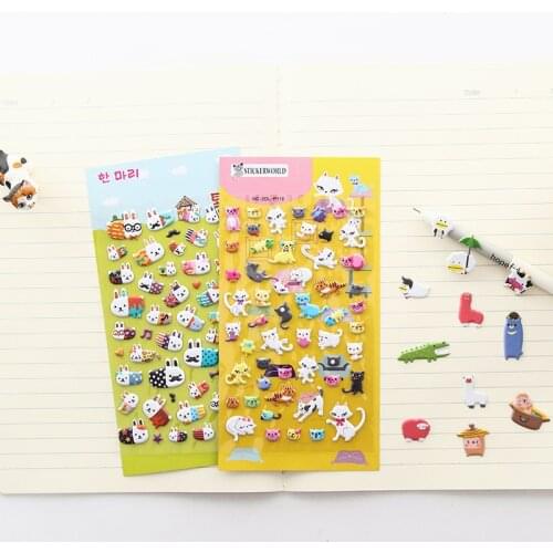 Cartoon 3D Animal Anime Stickers Stereo Sponge Bubble Stickers Preschool Childrens Kindergarten Rewards Toys for Kids