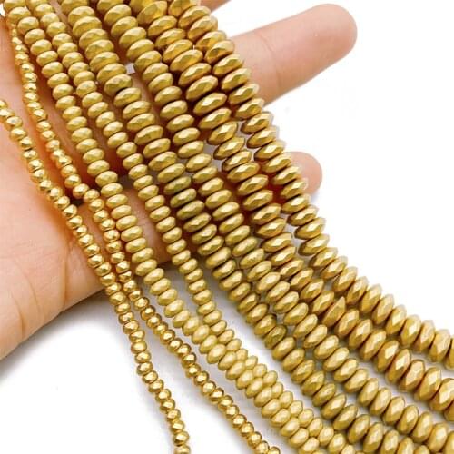 Wholesale 3/4/6/8MM Jewelry Accessories Matte 14 KC Gold Charm Hematite Natural Stone Loose Spacer Beads DIY Bracelet Necklace