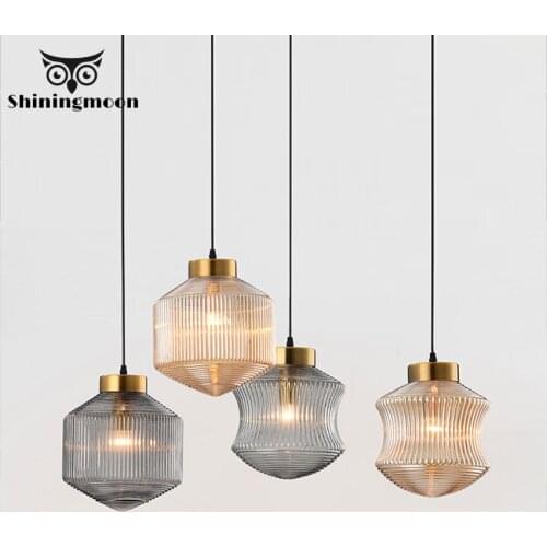 Nordic Luxury Gold Glass LED Pendant Lights Modern Designer Loft Restaurant Pendant Lamp Cafe Living Room Decor Light Fixtures