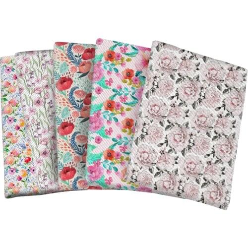 Flower Twill Fabric Printed Colorful Pattern Polyester Cotton Cloth 50*145cm for DIY Hair Bow Bag Material Hademade