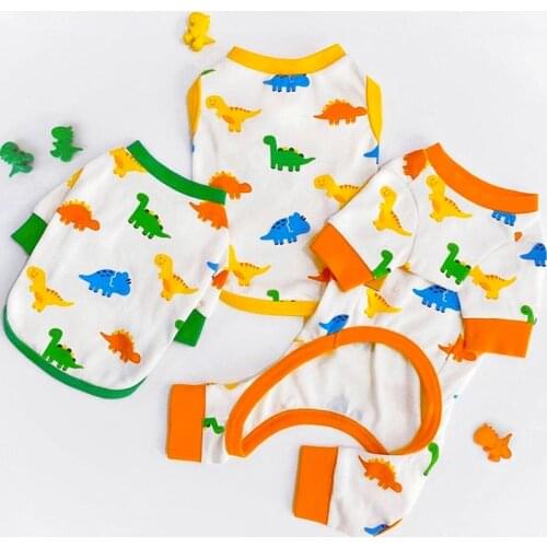 Puppy Dinosaur Clothes Summer Pet T-shirt Bichon Hiromi Breathable Cartoon Clothes Dog Bottoming Shirt Pet Dog Pullover