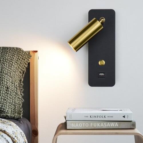 Feimefeiyou LED wall lamp simple personality can rotate creative background decorative wall lamp hotel room bedroom bedside lamp