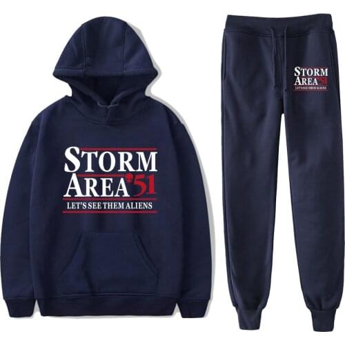 Area 51 Hoodies Sweatpants Tracksuit Men Women Long Sleeve Tracksuit Streetwear Fashion Print Hoodie Pants Sets Unisex Clothes