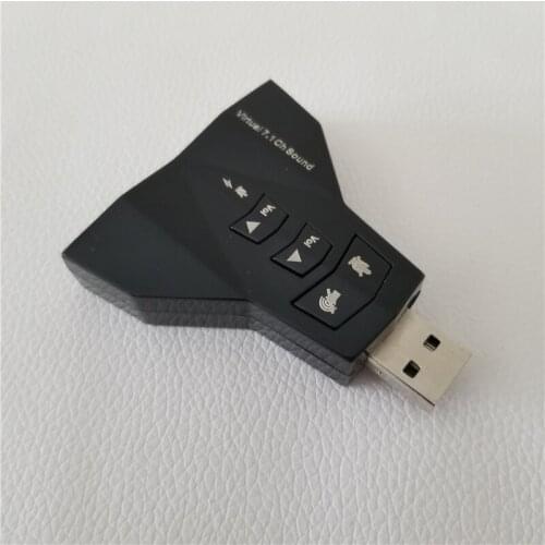 External USB A to Dual Headphone Adapter Computer 7.1 Independent Sound Card Black