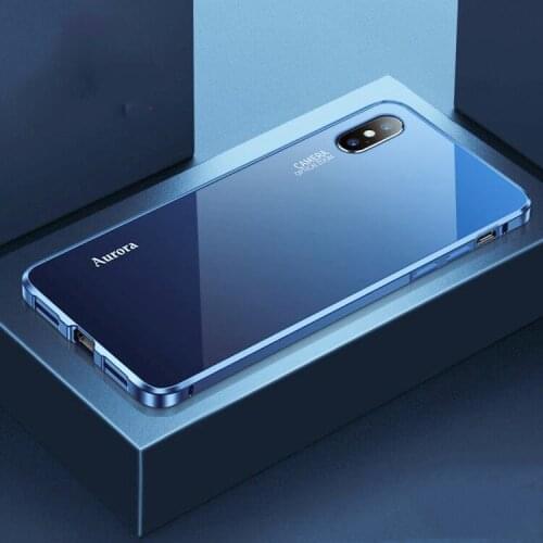 XR Aluminum Metal Bumper Phone Case For iPhone XR XS Max Cases Shockproof Metal Frame Cover For iPhone X XS Tempered Glass Coque