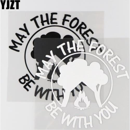 YJZT 15.6×14.7CM MAY THE FOREST BE WITH YOU Vinyl Decal Car Sticker Cartoon Pattern Black/Silver 4C-0210