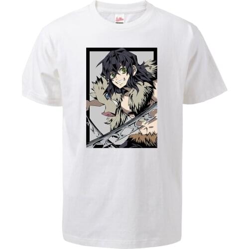 Inosuke Japan Anime Demon Slayer T-shirts Men T Shirts Kimetsu No Yaiba Tshirt 100% Cotton Streetwear Tee Shirt Homme Tops Tees
