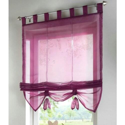 Curtains For Kitchen Simple Roman Solid Sheer Curtain For Window door Tulle Polyester Voile Screening Panel Lifting Tube