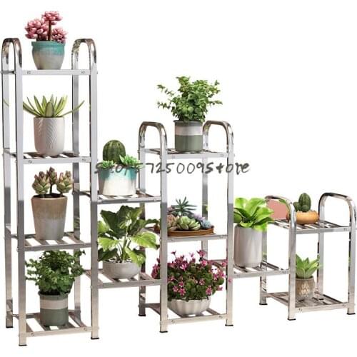 Stainless steel iron solid wood flower shelf multi-layer indoor and outdoor balcony green radish basin solid wood living room su