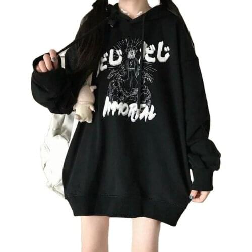 Hoodies Women Sweatshirt 2021 Spring Bf Style Loose Oversized Coats Jacket Students Harajuku Cartoon Print Coat Women Clothing