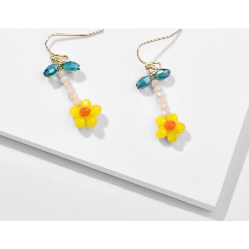 LUNA CHIAO Crystal Braided Flower Drop Dangle Earrings for Women