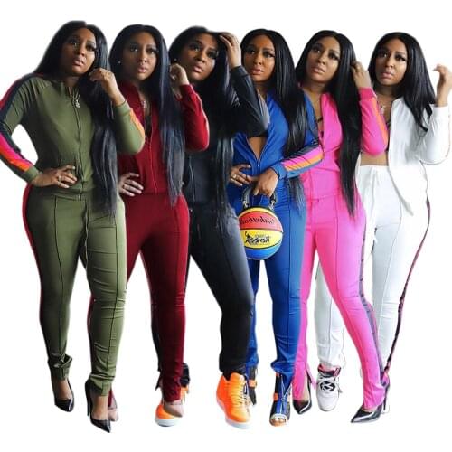 Streetwear Fall 2021 Two 2 Piece Set Women Outfits Matching Sets Zip Jacket Leggings Women Sweatsuit Ladies Tracksuit Female