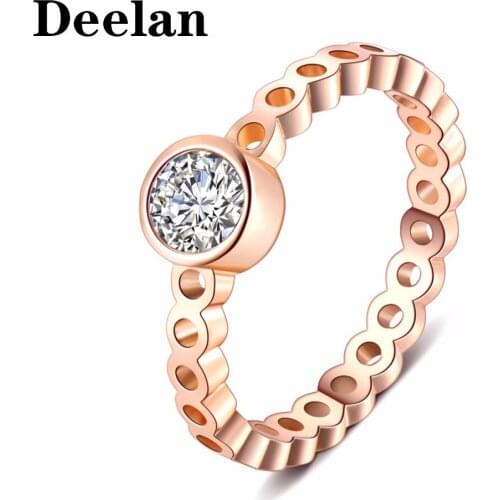 Fashion Rings For Women Wedding Rose Gold CZ Cubic zirconia Simple style Color Finger Ring Girl Party Bague Wholesale Jewelry
