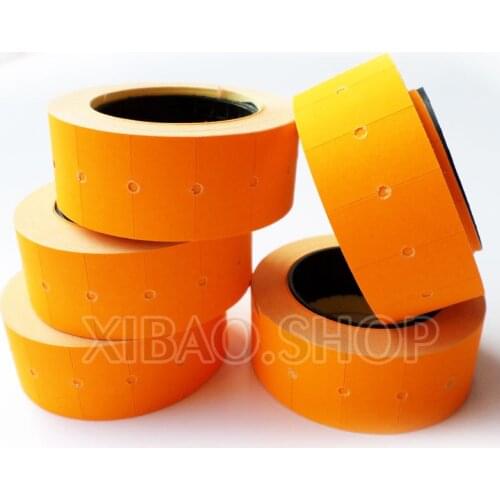 10 Rolls of Light Orange Price Gun Paper Tag Mark Sticker Supermarket Labels Self-adhesive For MX-5500 Labeller Free Shopping