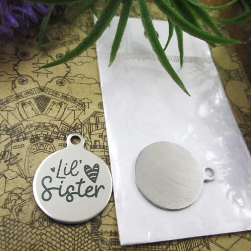 20pcs--"Lil Sister"stainless steel charms 5 styles for choosing DIY Charms for necklace bracelets