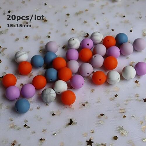 20Pcs Food Grade Silicone Beads 15mm Round Perle Silicone Baby Teether Bead DIY Teething Necklace Pacifier Chain Baby Accessorie