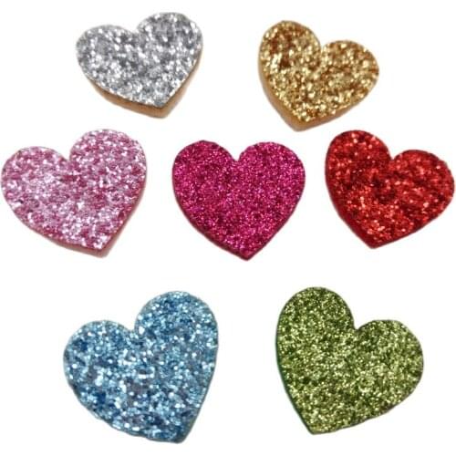 20PCS/lot 2cm Shiny Heart Padded Applique Crafts for Garment Accessories And Girl Hair Jewelry Decoration