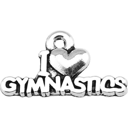 20pcs 3 Colors I Love Gym Charms Pendant I Love Gymnastics Pendant Charms I Love Gymnastics Charms 11x20mm