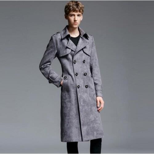2020 Plus size Mens Clothing brand slim casual long overcoat fashion double breasted male woolen overcoat wool coat costumes