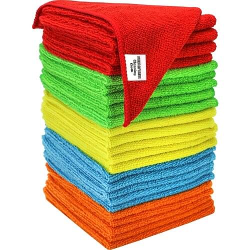 Microfiber Cleaning Cloths, Reusable and Lint-Free Towels for Home, Kitchen and Auto, 5 Pack, Assorted kitchen towel
