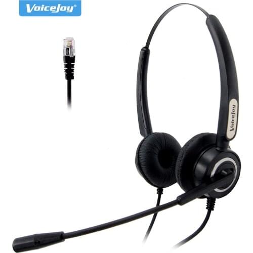 VoiceJoy Binaural office headset RJ9 plug for AVAYA phone 2402 4620 4621 4625 1603 1608 1616 96XX 9610 9620 9650 phones