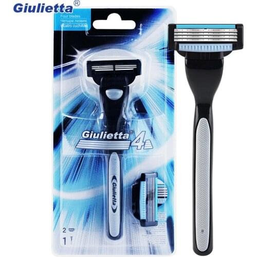 Shaving Razor Blade For Men Set 1 Holder & 2 Blades 4 Layers Stainless Steel Manual Shave Razors Navalha De Barbear