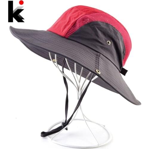 Quick-drying Sun Hat For Men Outdoor Breathable Sun Protection Bucket Cap Women Color Matching Wide Brim Unti-UV Women Beach Hat