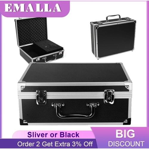 EMALLA Professional Tattoo Machine Kit Carry Case with Lock Light Weight Alloy Box Tattoo Supplies Storage Box Tattoo Kit Case