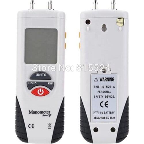 HT-1891 Digital Manometer Air Pressure Meter Air Pressure Differential Gauge Kit 55H2O to +55H2O Data Hold Medidor Presion