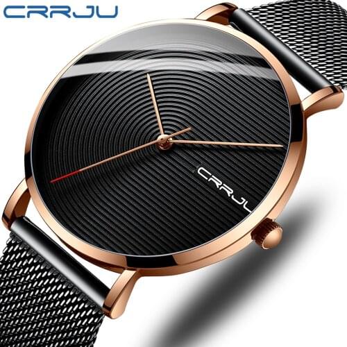 CRRJU New Men Watch Top Brand Luxury Sports Quartz Mens Watches Full Steel Waterproof Wristwatch Men Clock Relogio Masculino