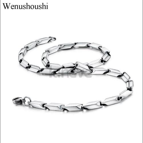 Color not fade / 3mm stainless steel geometric shape chains necklaces man titanium cool rock lozenge chains necklace women di133