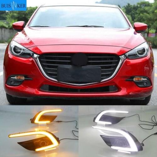 For Mazda 3 Mazda3 Axela 2017 2018 Driving ABS DRL with yellow turn signal Daytime Running Light fog lamp Relay Daylight