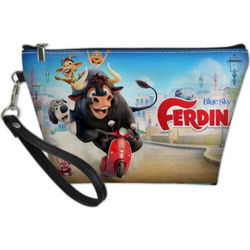 HaoYun Cosmetic Bag Ferdinand Pattern Functional Cartoon Women Fashion Leather Travel Make Up Necessaries Pouch Toiletry Kit