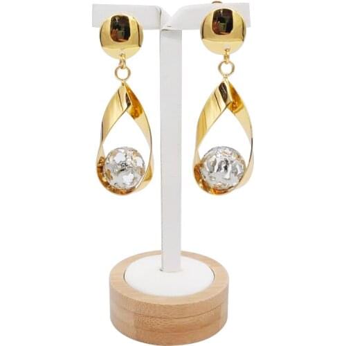 Exquisite African Metal Drop Fashion Gold Colors Flower Cluster Clear Crystal Zirconia Earring for Women Jewelry