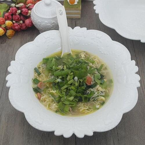 Butterfly Carving Ceramic Serving Bowl Decorative Porcelain Dining Basin Dinnerware Ornament Craft for Soup, Salad and Fruit