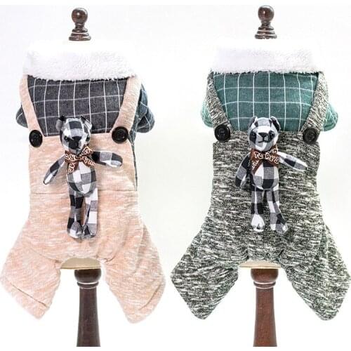 Winter Fashion Models Thick Jumpsuits Handsome Clothes for Dogs with Bear Shape Warm Coat Pet Clothing French Bulldog