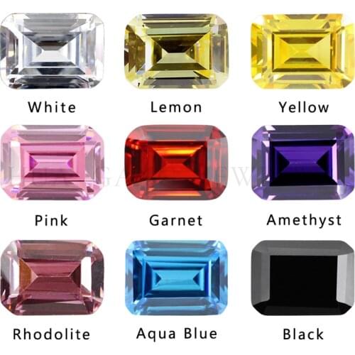 Cubic Zirconia Stone Multicolor Black Blue Octangle Shape Cut Loose CZ Stones Synthetic Gems Beads For Jewelry 4x6~10x12mm AAAAA