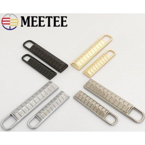 Meetee 10pcs 8X36mm/10X50mm Metal Zipper Puller for 5# 8# Zips DIY Garment Zip Repair Kits Slider Decoration Pendant Hook Buckle