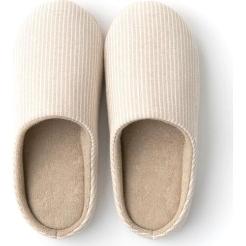 2021 Winter New Mens Slippers Striped Basic Indoor Slippers with Platform Comfortable Keep Warm Size 35-44 Suitable for Couple