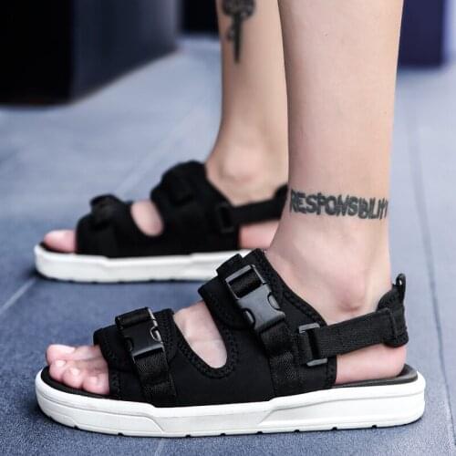 Mens Summer Sandals Thick Bottomed Open Toe Webbing Casual Sandals Big Size Lovers Dual Purpose Beach Shoes Slippers Size 36-45