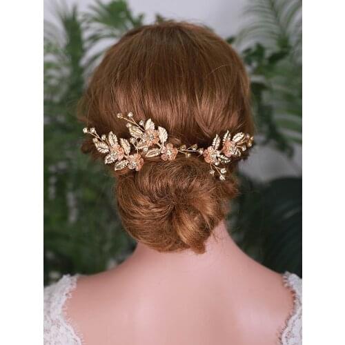 Gold Hair Pin Vintage Hair Clips Set of 3 Wedding Headdress for Bride Jewelry Handmade Women Hair Ornaments Headpieces