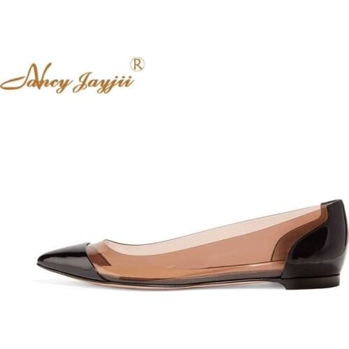 PVC Women Ladies Flats Adult Female Shoes Slip-On Pointed Toe Basic Party Casual Fashion Leisure Elegant Mature Nancyjayjii 2019