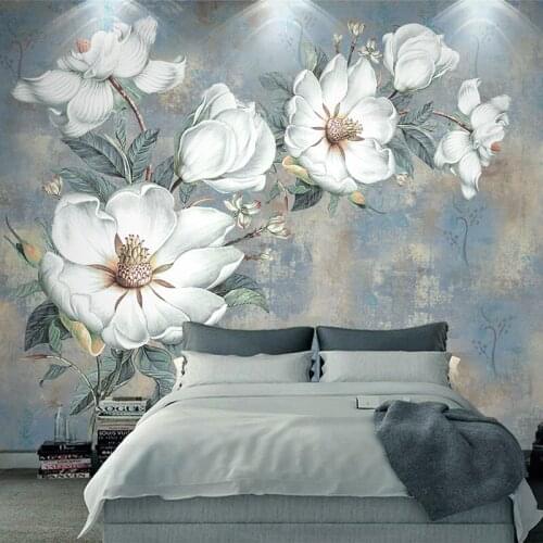 Custom Any Size Mural Wallpaper Vintage Oil Painting Flowers Fresco Living Room Bedroom Self-Adhesive Home Decor 3D Wall Sticker