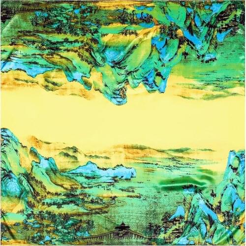 90cm New Ink Painting Thousand Miles of Countryside Map Ladies Big Shawl Sunscreen Small scarf Sunscreen Head Scarves Wholesale