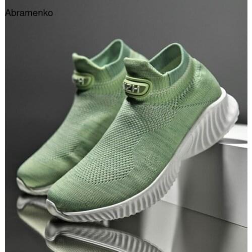 Couple Shoes Autumn Women Vucanzied Shoes Casual Mesh Breathable Sneakers New 2021 Kintted Slip On Fashion Shoes